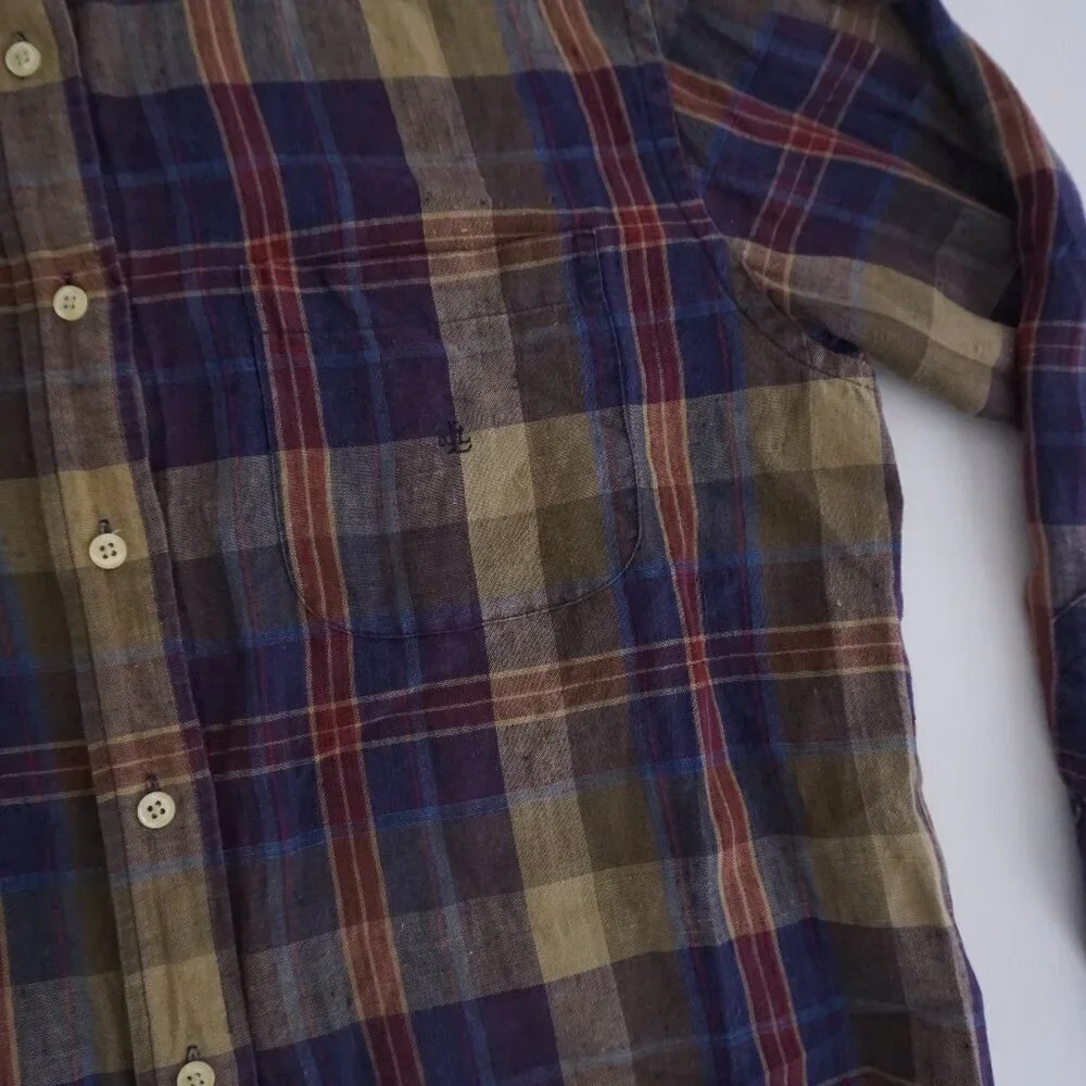 Lauren Ralph Lauren Purple Maroon Plaid Linen Blend Button Up Shirt M - Picture 7 of 12